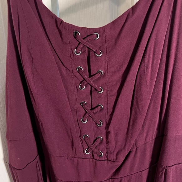 Torrid Maroon Jumpsuit with Criss Cross Tie in Front Size 2XL - Picture 3 of 3